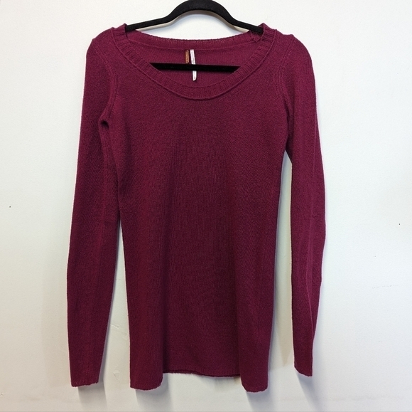 Free People Magenta Wool Blend Sweater Scoop Neck S - Picture 10 of 13